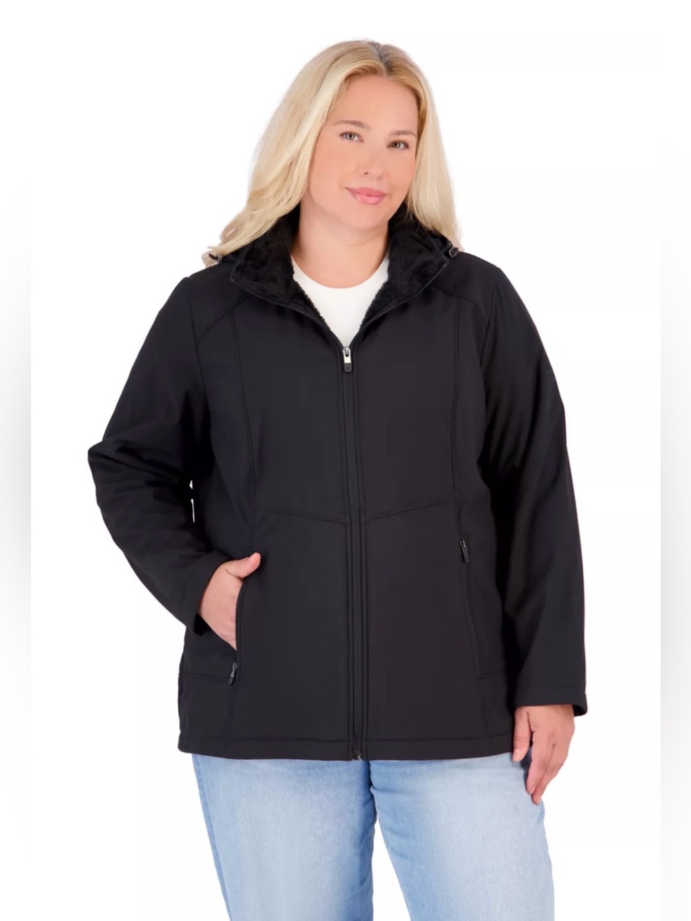 ZeroXposur Women's Lillian Plush-Lined Soft Shell Jacket Black 2X - Picture 1 of 7